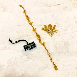 Vintage YSL brooch and bracelet set